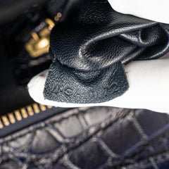 Celine Luggage Micro in Crocodile Leather Dark Blue