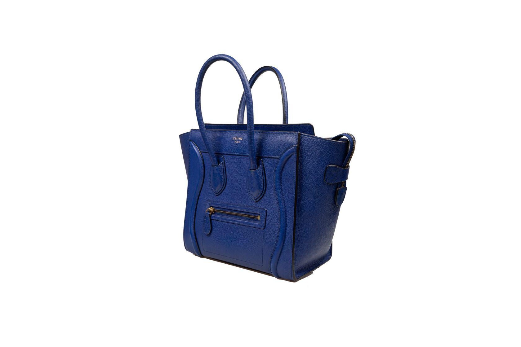 Purple Celine Luggage Micro in Grained Calfskin For Sale