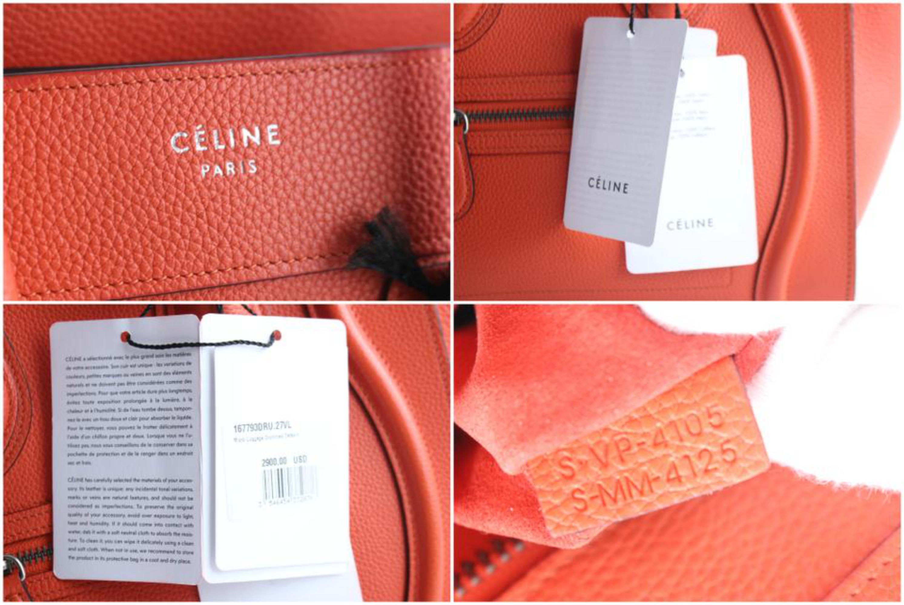 Orange Céline Luggage Mini 29cer0501 Vermillion Leather Shoulder Bag For Sale
