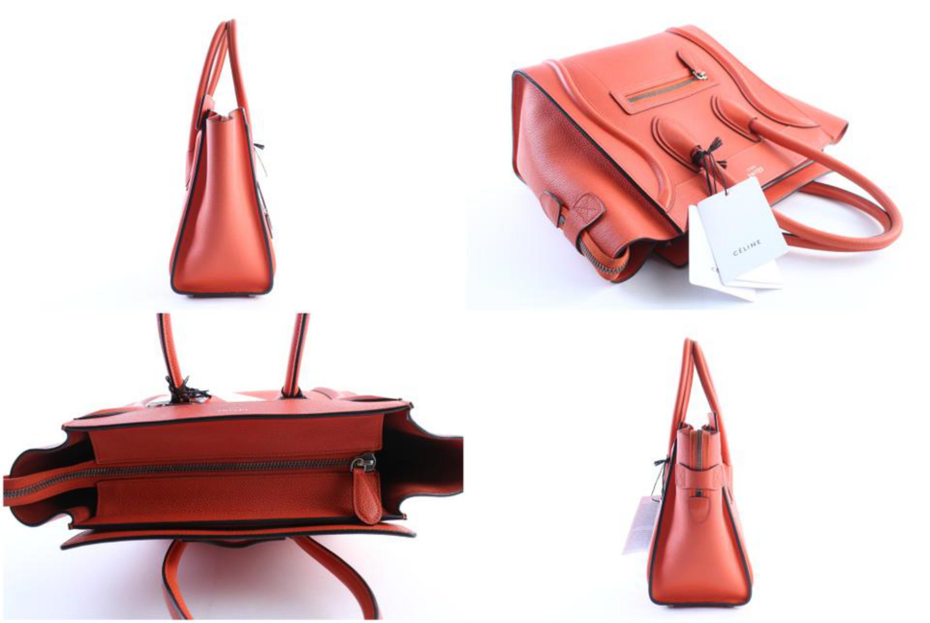 Céline Luggage Mini 29cer0501 Vermillion Leather Shoulder Bag For Sale 2