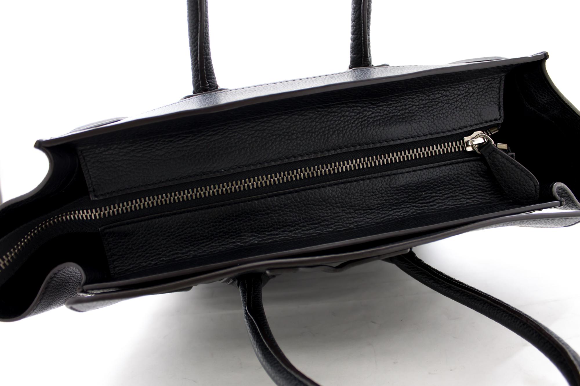 CELINE Luggage Mini Shopper Bag Handbag Leather Black 5