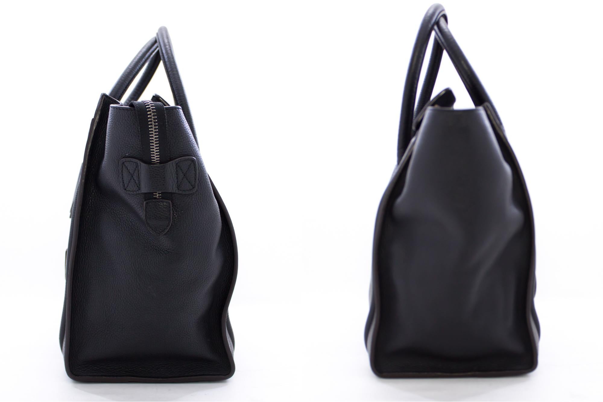 Women's CELINE Luggage Mini Shopper Bag Handbag Leather Black