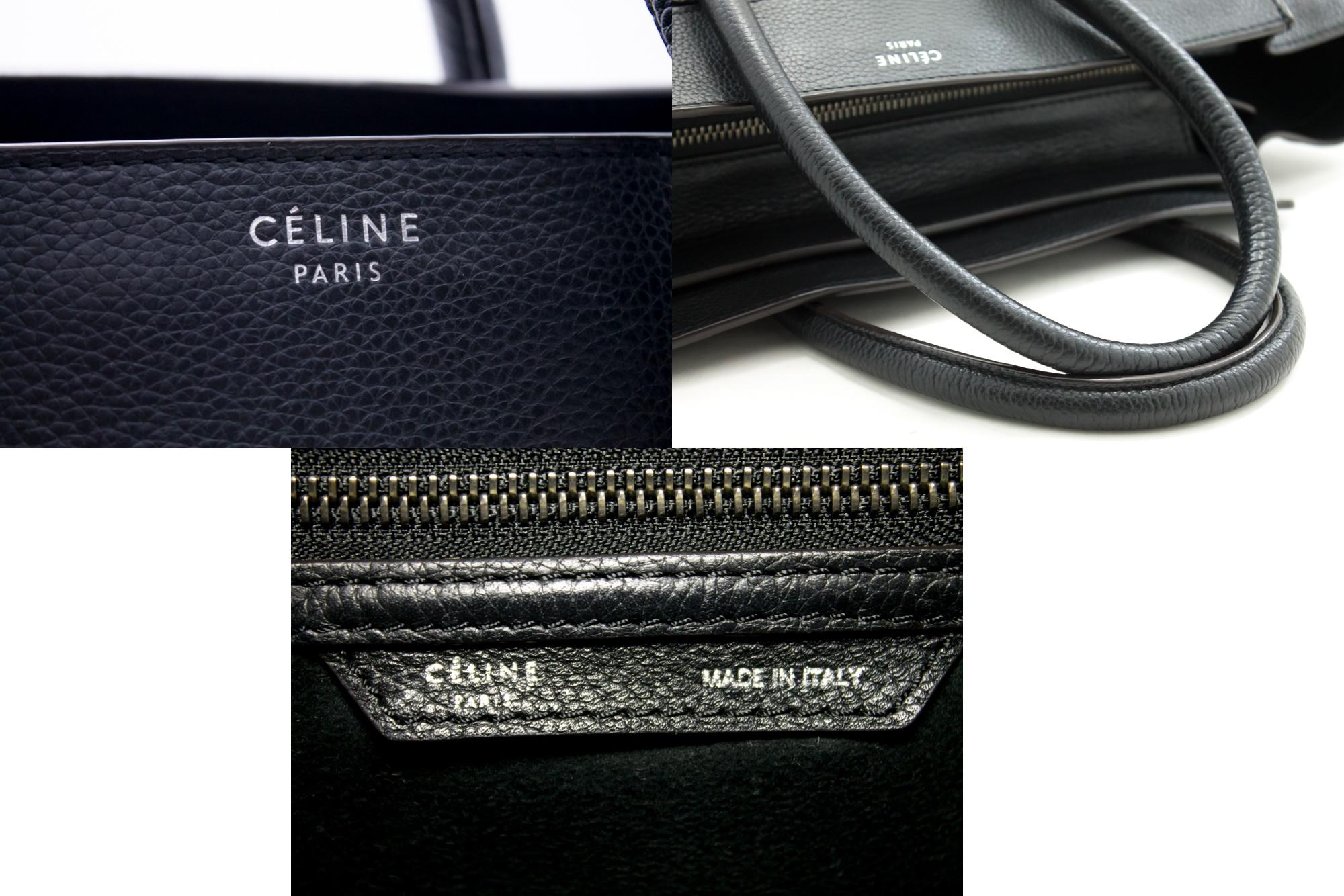 CELINE Luggage Mini Shopper Bag Handbag Leather Black 2