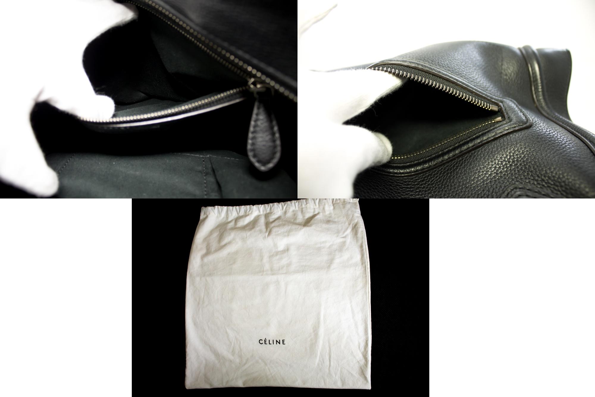 CELINE Luggage Mini Shopper Bag Handbag Leather Black 3