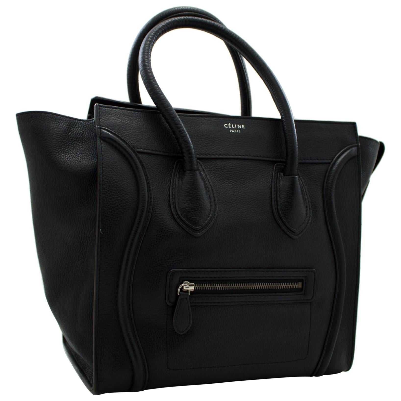 CELINE Luggage Mini Shopper Bag Handbag Leather Black