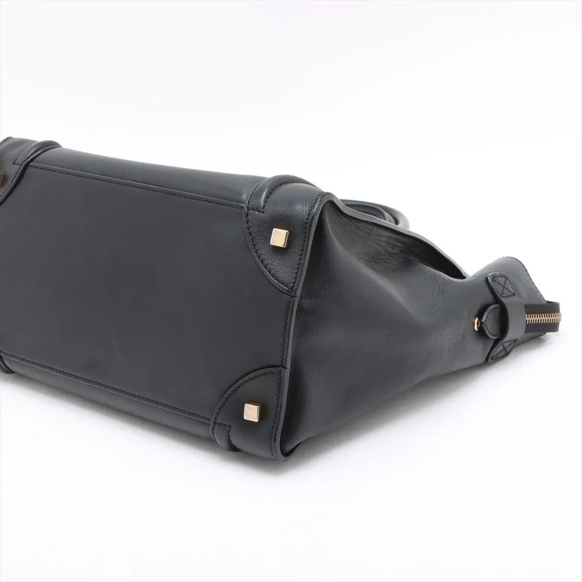 Women's Celine Luggage Mini Shopper Leather Handbag Black For Sale