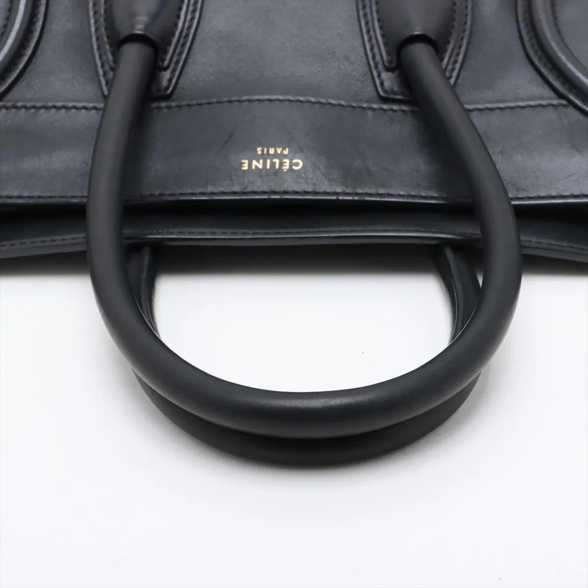 Celine Luggage Mini Shopper Leather Handbag Black For Sale 2