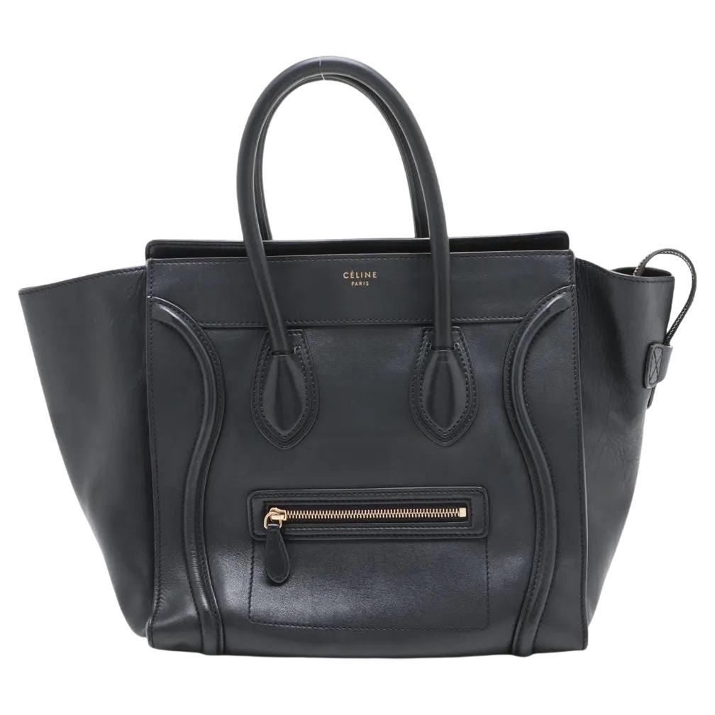 Celine Luggage Mini Shopper Leather Handbag Black For Sale