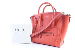 Céline Luggage Nano 2way 8cer0515 Vermillion Leather Satchel