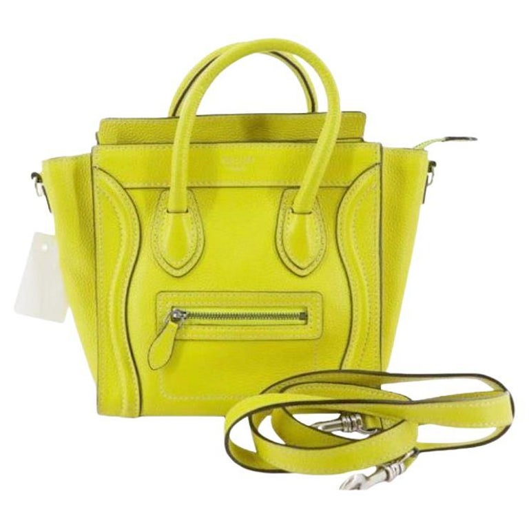 Celine Luggage Nano Shopper 2Way Shoulder Bag features yellow calfskin ...