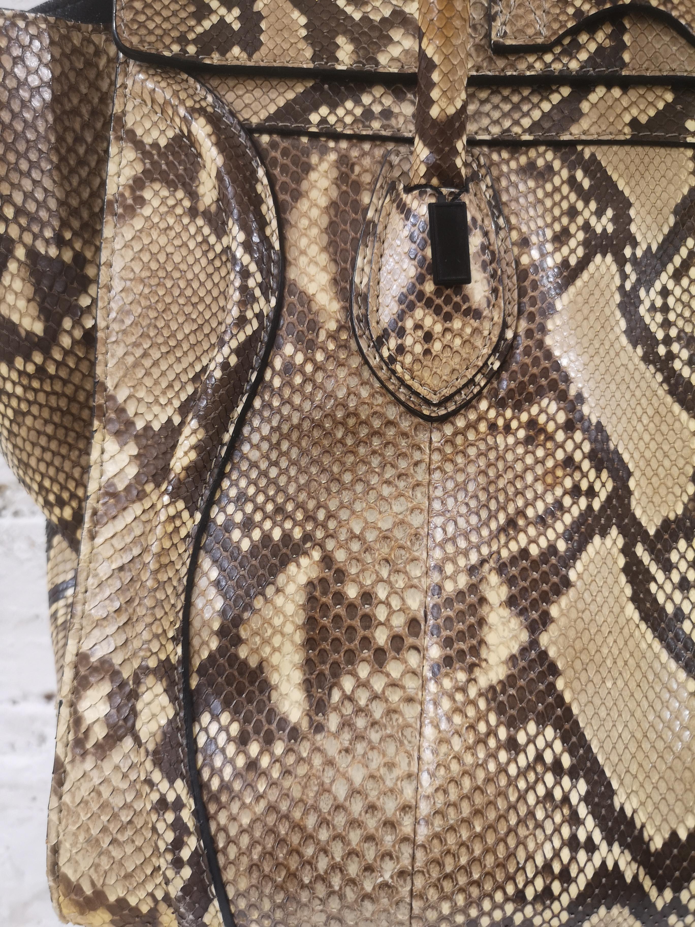 Cèline Luggage Sac à poignée en peau de python en vente 2