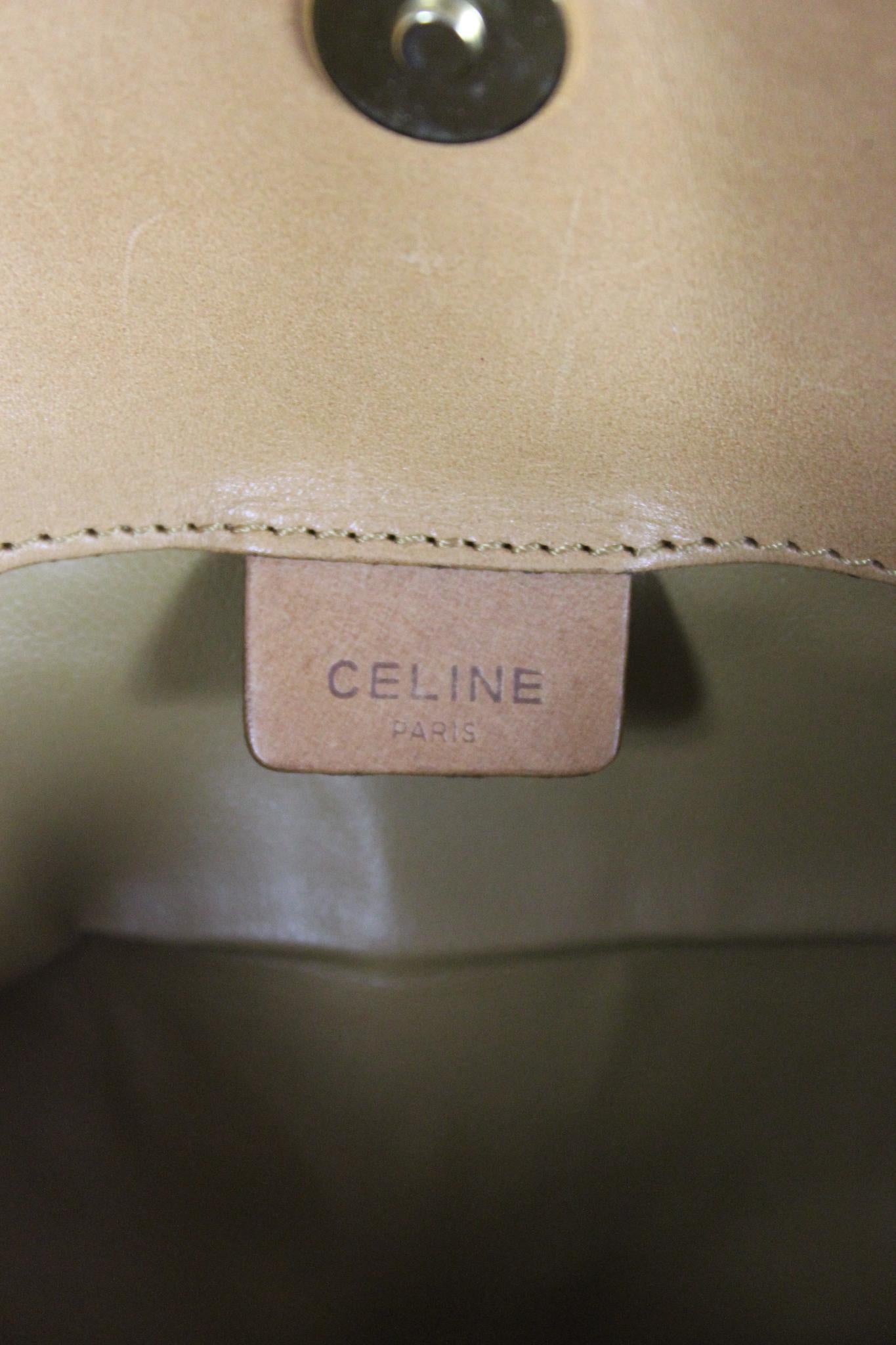 Celine Macadam Beige Leather Vintage Clutch Bag 90's 2