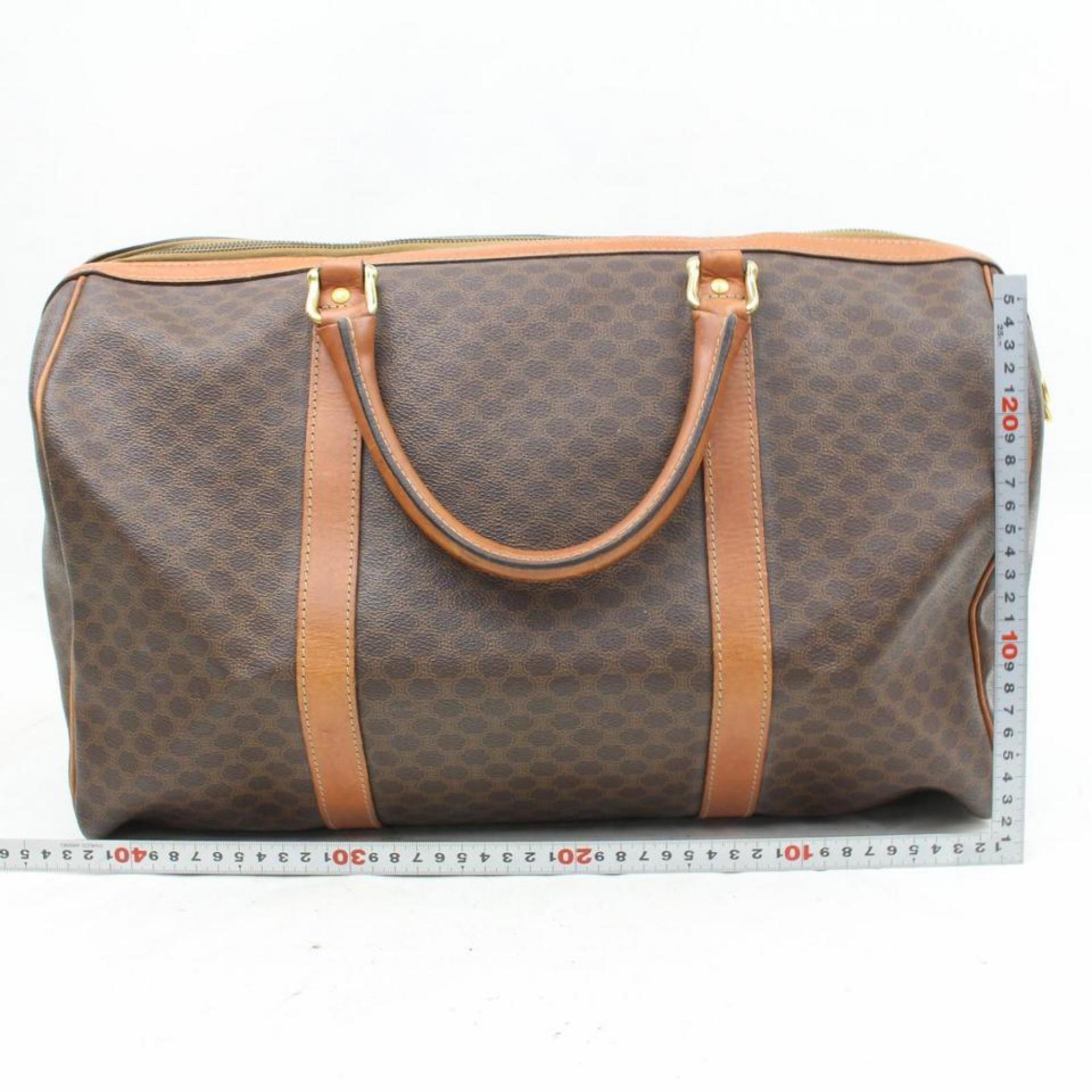Gray Céline Macadam Boston Duffle 865882 Brown Coated Canvas Weekend/Travel Bag For Sale