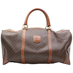 Vintage Céline Macadam Boston Duffle 866211 Brown Coated Canvas Weekend/Travel Bag