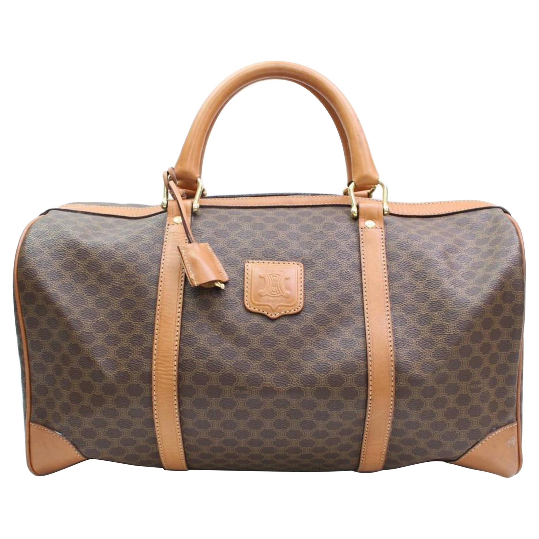 Céline Macadam Boston Duffle 867434 Brown Coated Canvas Weekend/Travel Bag For Sale