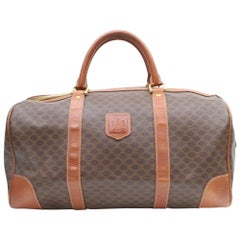 Vintage Céline Macadam Boston Duffle 869224 Brown Coated Canvas Weekend/Travel Bag
