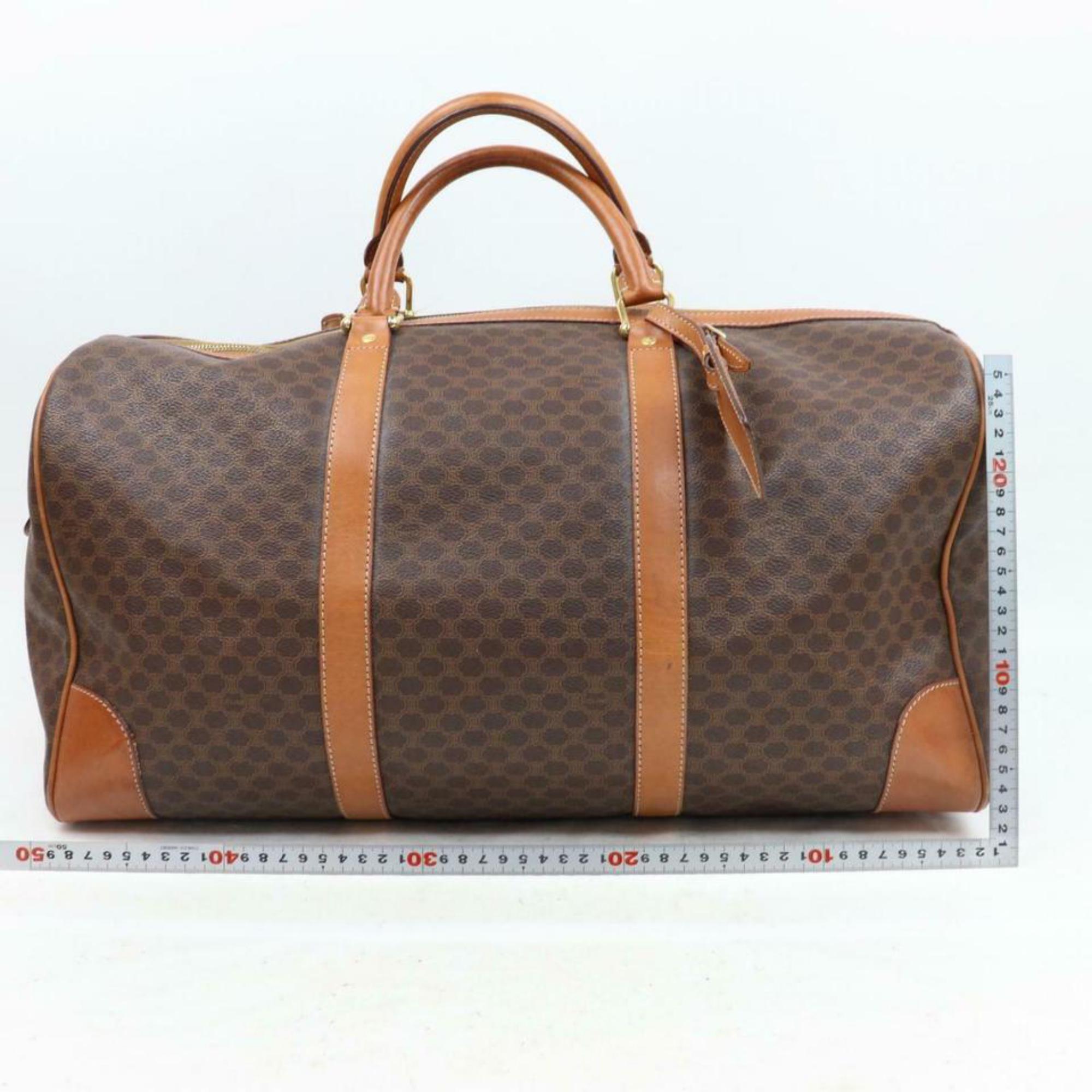 Céline Macadam Boston Duffle 870335 Brown Coated Canvas Weekend/Travel Bag For Sale 2