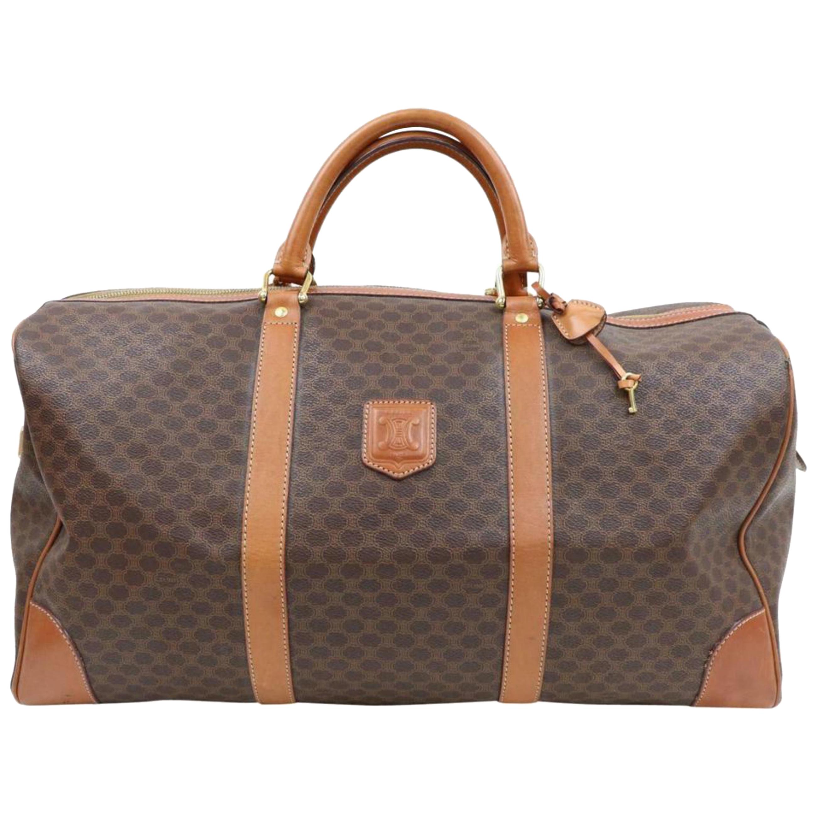 Céline Macadam Boston Duffle 870335 Brown Coated Canvas Weekend/Travel Bag For Sale