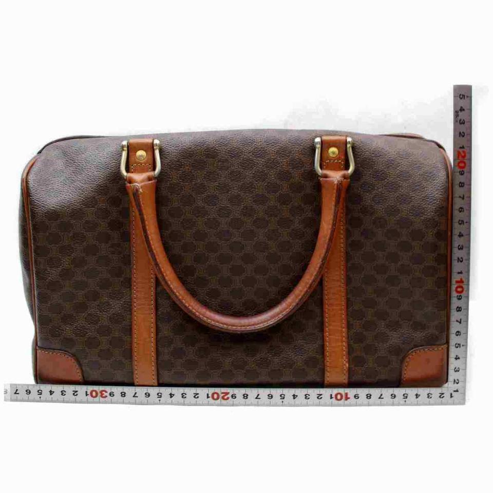 Céline Macadam Boston Duffle Monogam Triomphe 860050 Brown Coated Canvas Weekend In Good Condition In Dix hills, NY