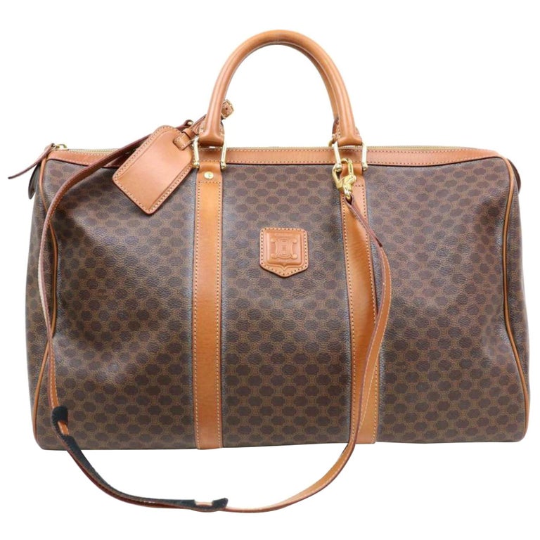 Céline Macadam Boston Duffle 865882 Brown Coated Canvas Weekend/Travel Bag  For Sale at 1stDibs
