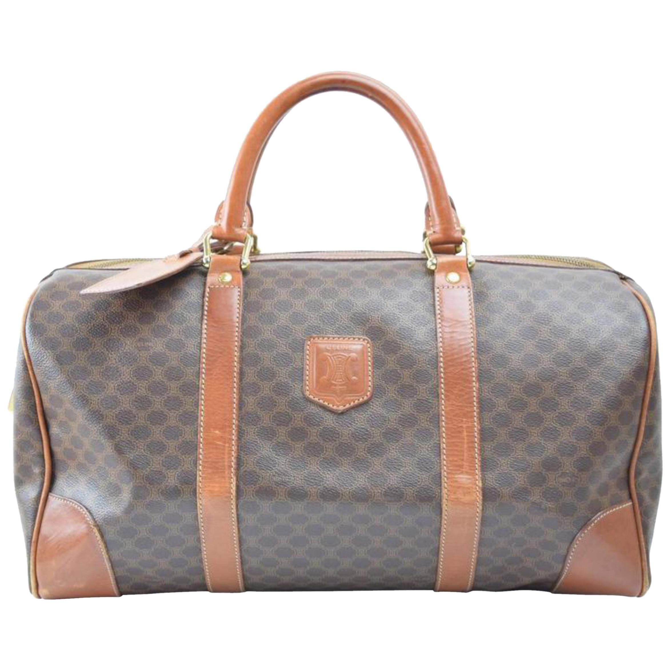 Céline Macadam Boston Duffle865697 Brown Coated Canvas Weekend/Travel Bag For Sale