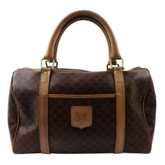 Céline Macadam Boston Monogram 1121823 872447 Brown Coated Canvas Satchel