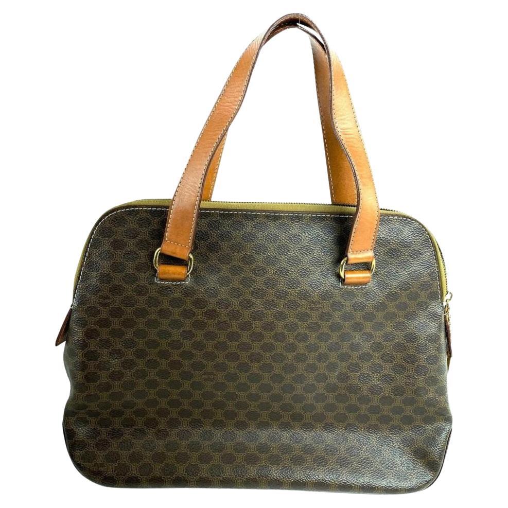 Céline Macadam Boston Monogram Dome 25cel610 Brown Coated Canvas Satchel