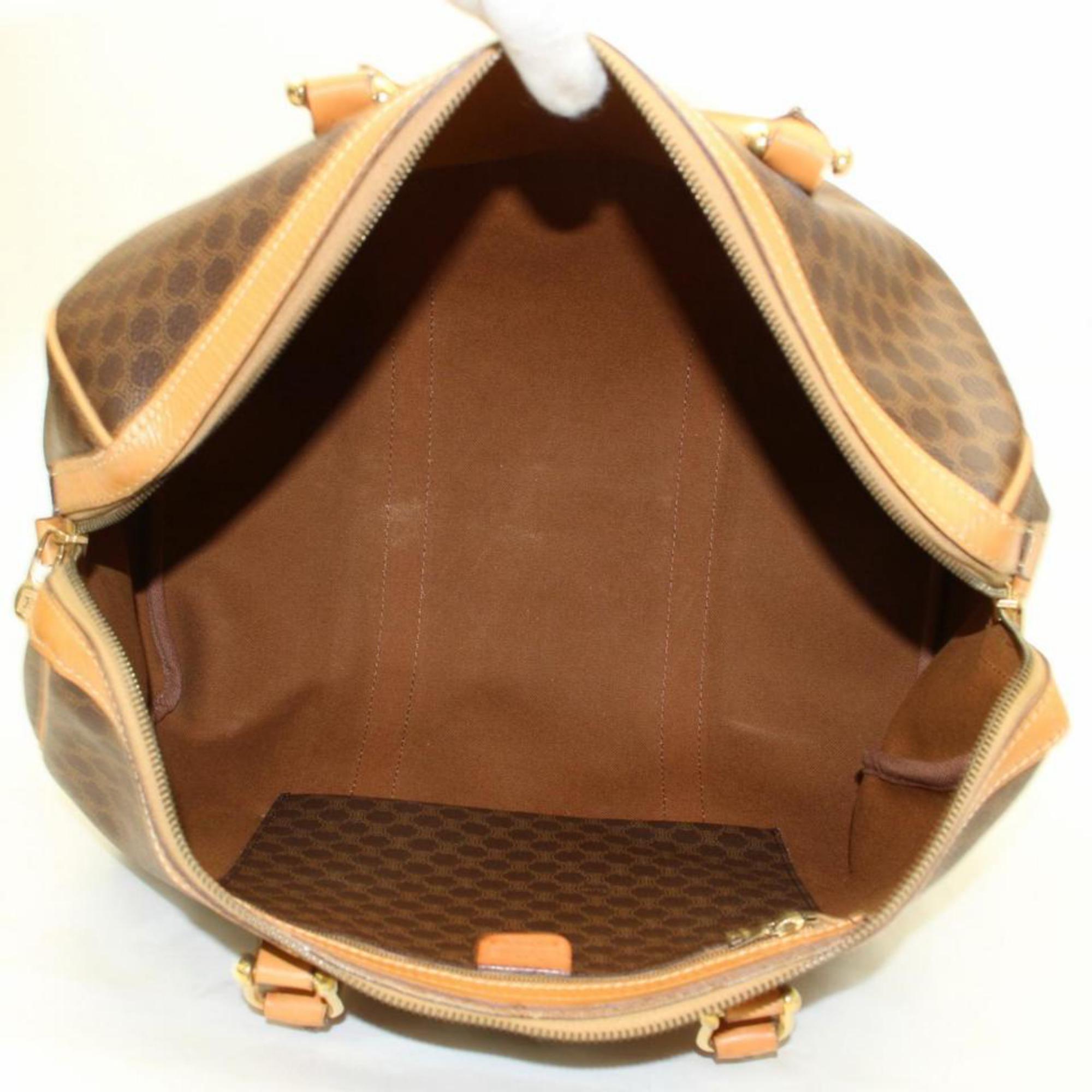 Céline Macadam Boston Monogram Duffle 865631 Brown Canvas Satchel In Good Condition For Sale In Forest Hills, NY