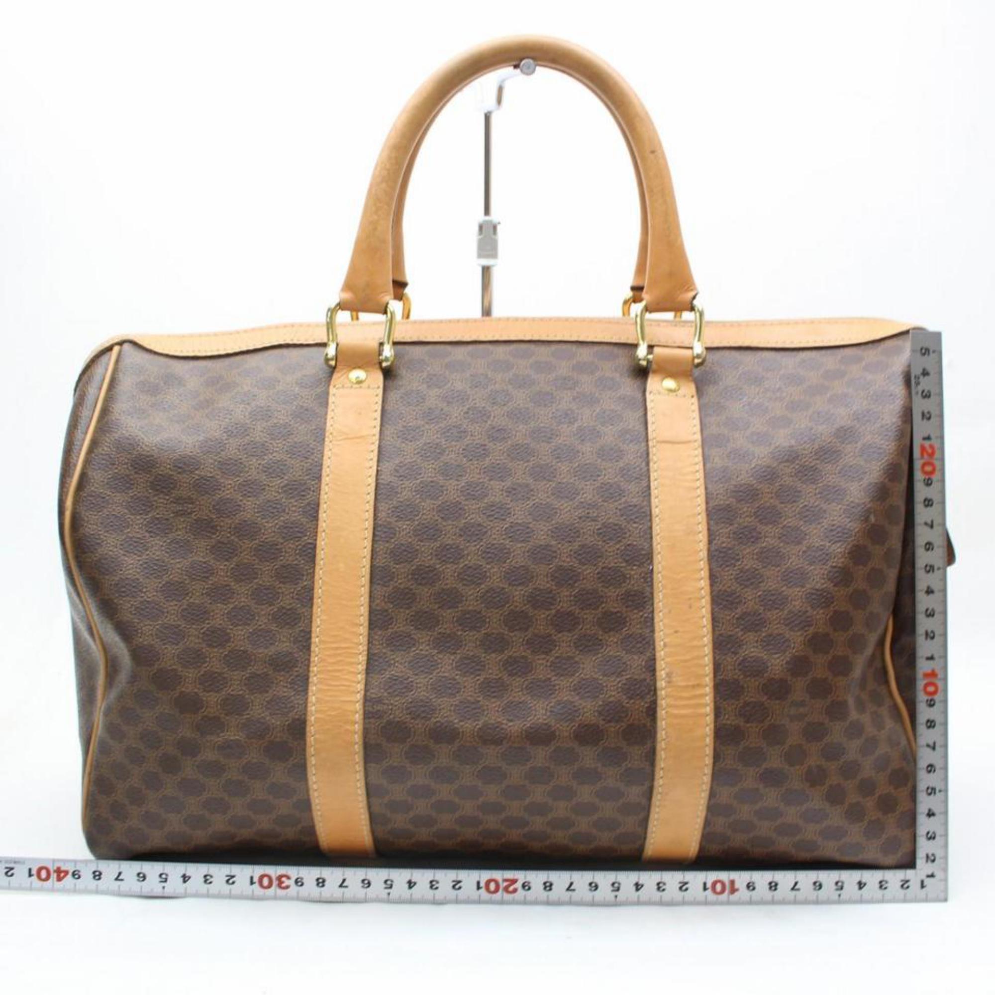 Céline Macadam Boston Monogram Duffle 865631 Brown Canvas Satchel For Sale 1