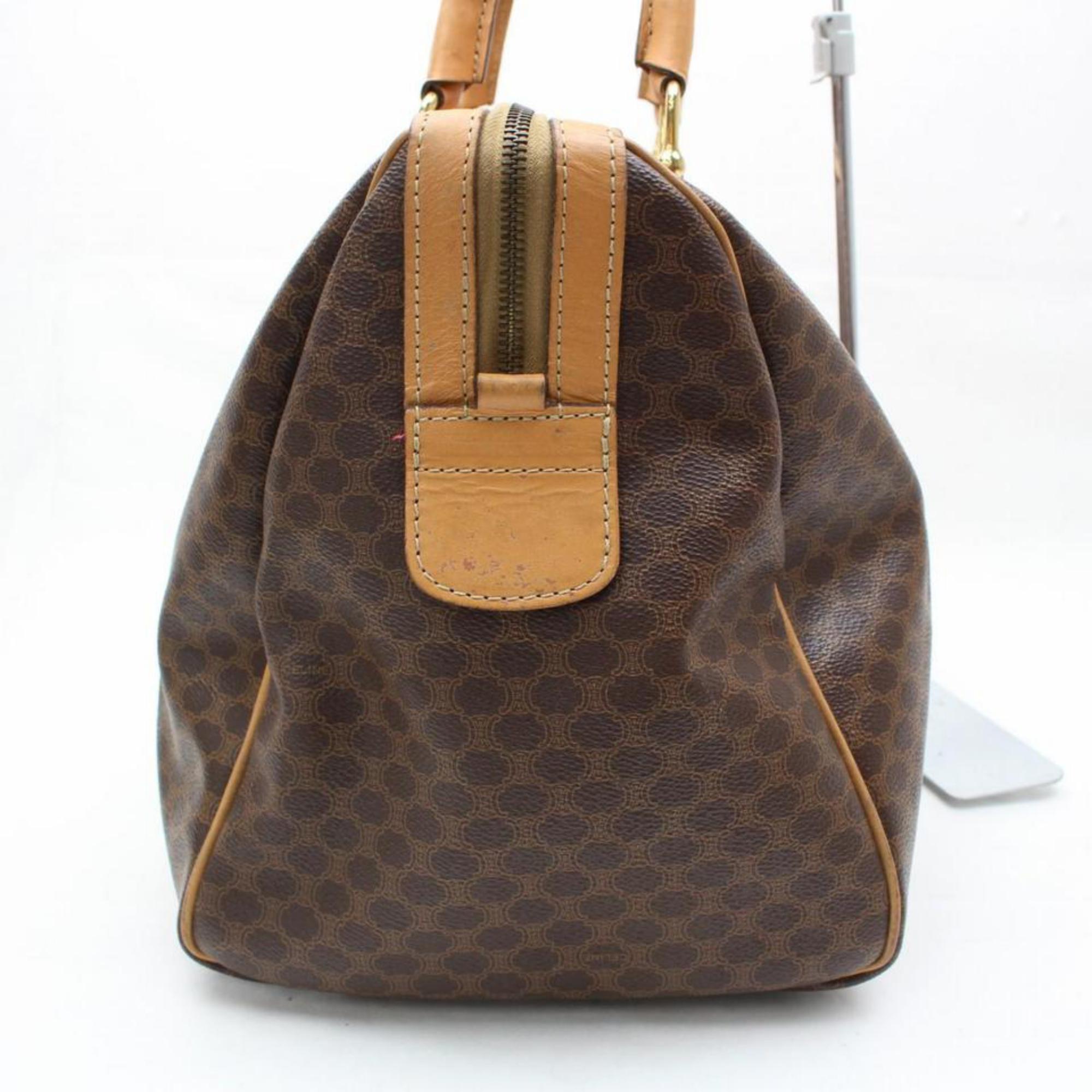 Céline Macadam Boston Monogram Duffle 865631 Brown Canvas Satchel For Sale 2