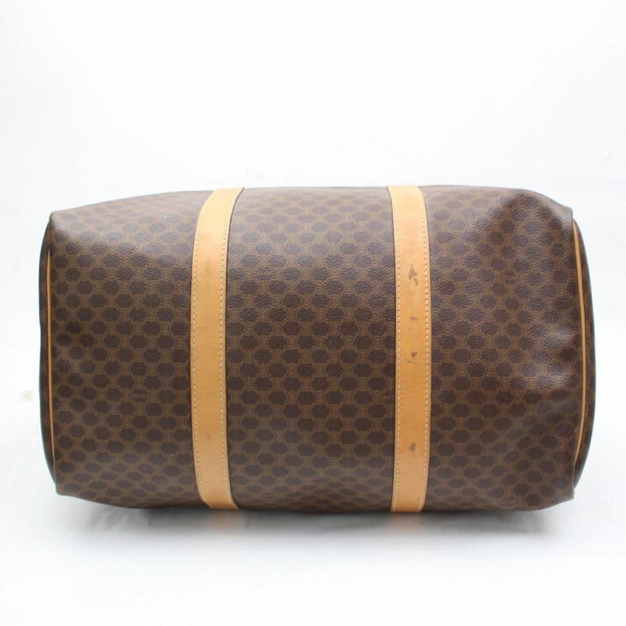 Céline Macadam Boston Monogram Duffle 865631 Brown Canvas Satchel For Sale 3