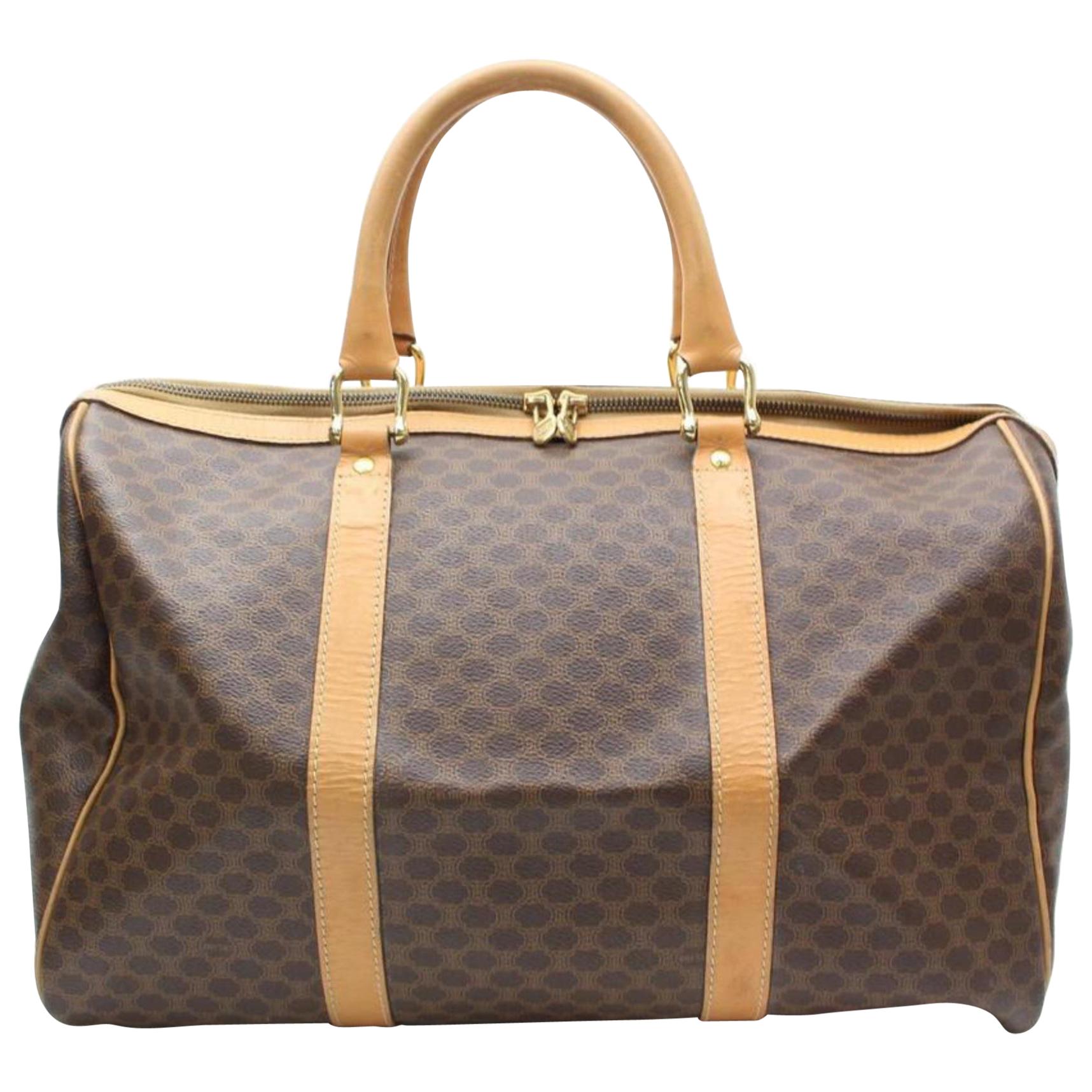 Céline Macadam Boston Monogram Duffle 865631 Brown Canvas Satchel For Sale