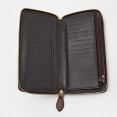 Celine Macadam Canvas and Croc Embossed Leather Zip Around Continental Wallet