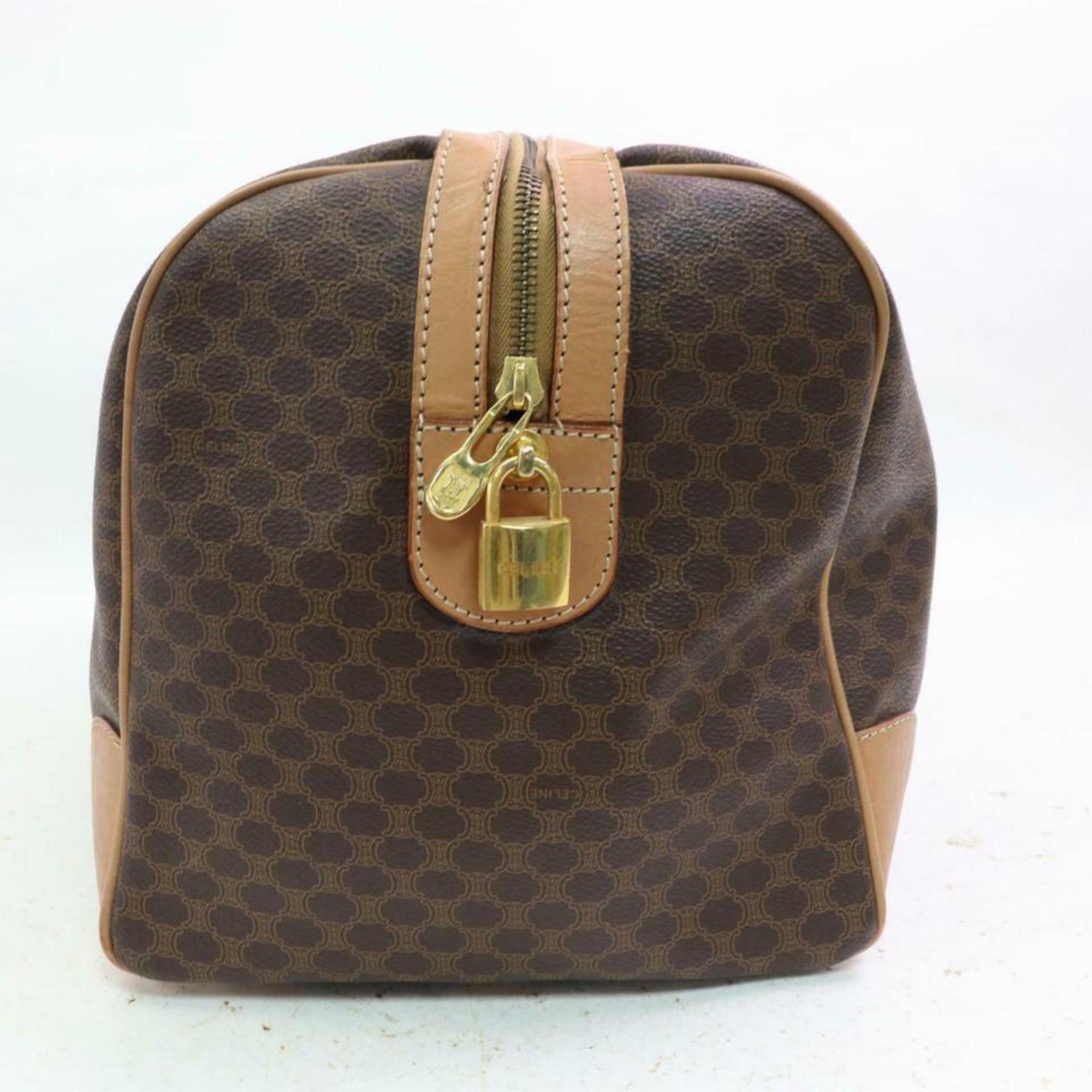 Céline Macadam Duffle Boston  with Lock Key Set 870632 Brown Coated /Travel Bag For Sale 4