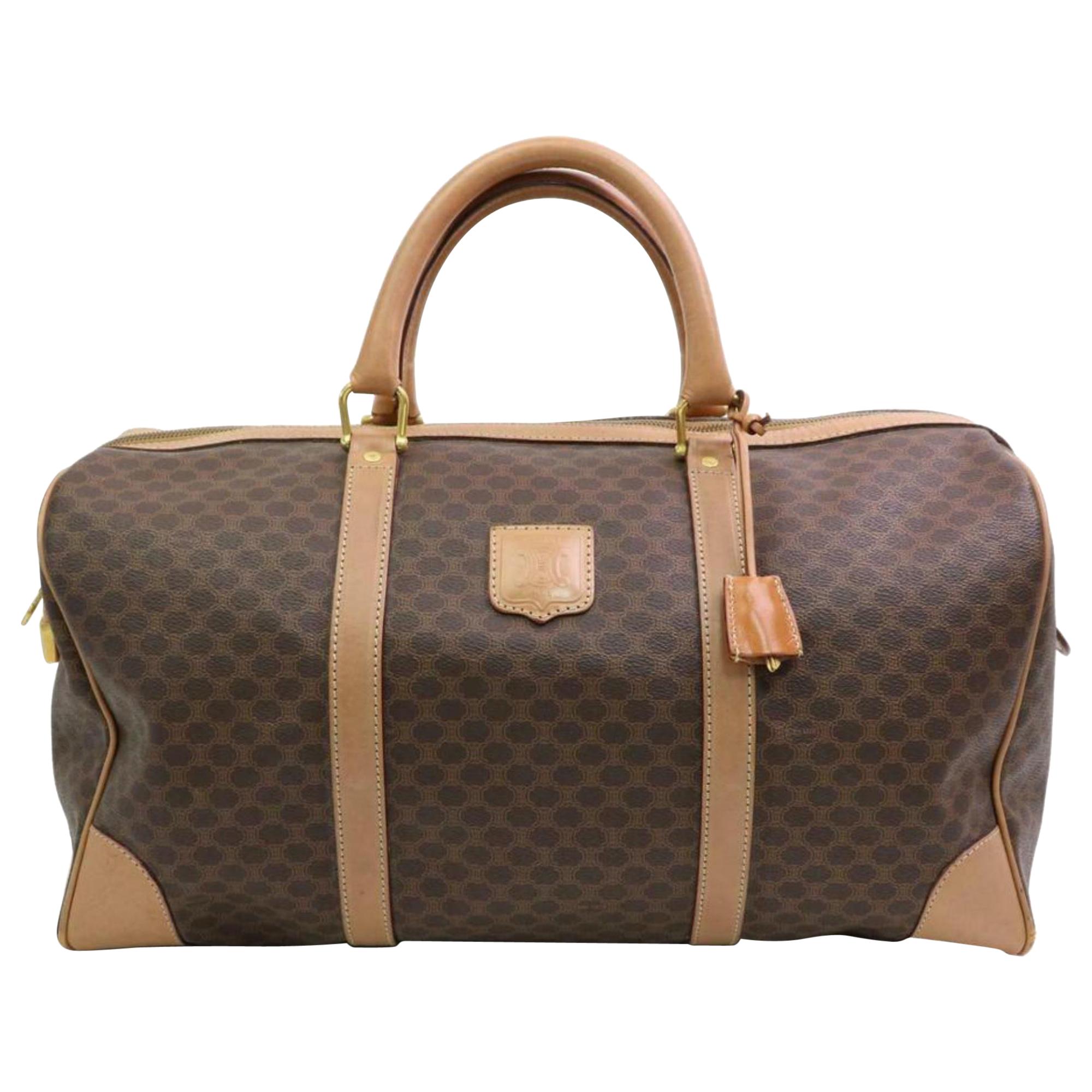 Céline Macadam Duffle Boston  with Lock Key Set 870632 Brown Coated /Travel Bag For Sale