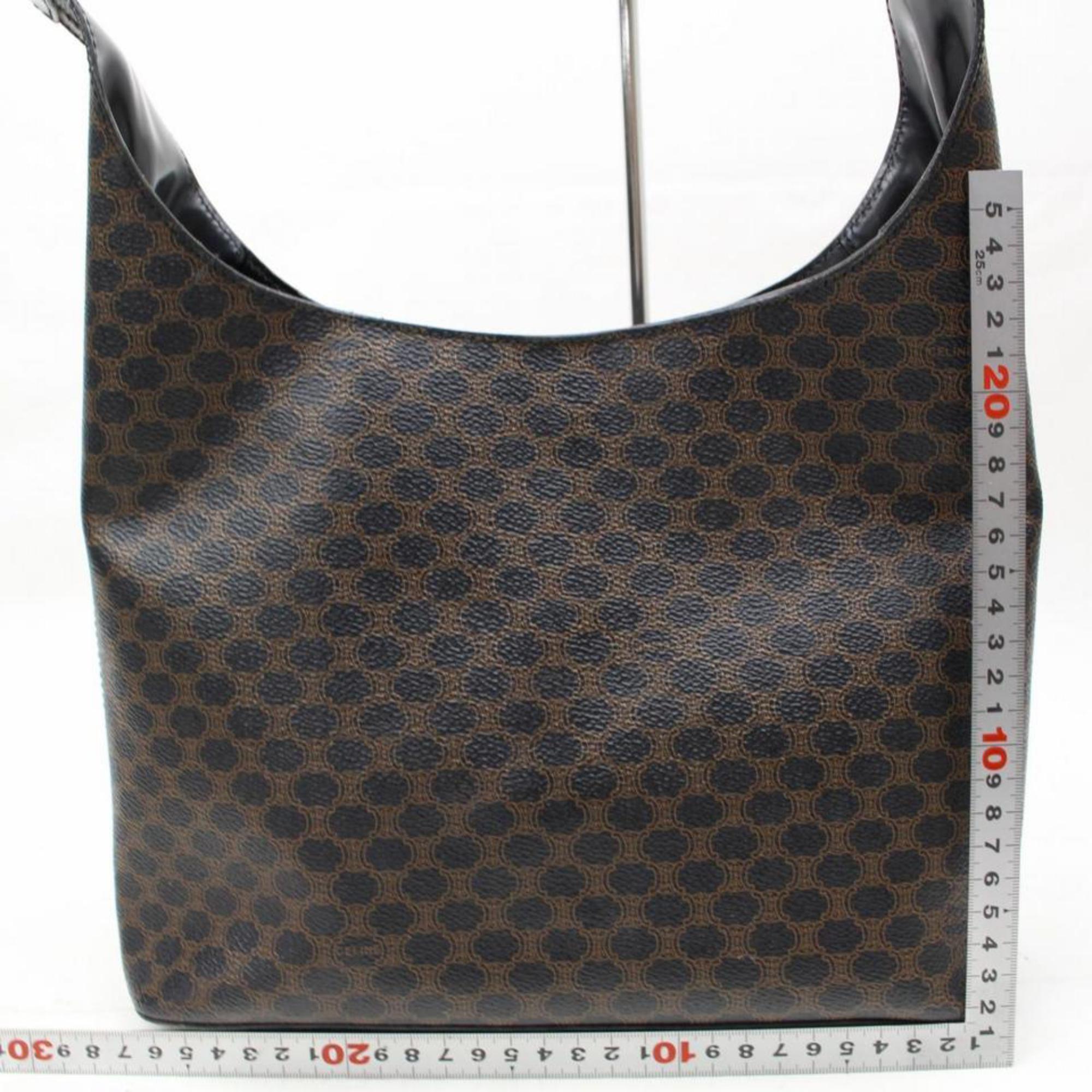 Céline Macadam Hobo Monogram 866311 Black Calfskin Leather Shoulder Bag In Good Condition For Sale In Forest Hills, NY