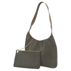 Céline Macadam Hobo mit Monogramm Beutel 872679 Braune beschichtete Canvas Umhängetasche