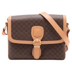 Celine Macadam Leder Umhängetasche Brown