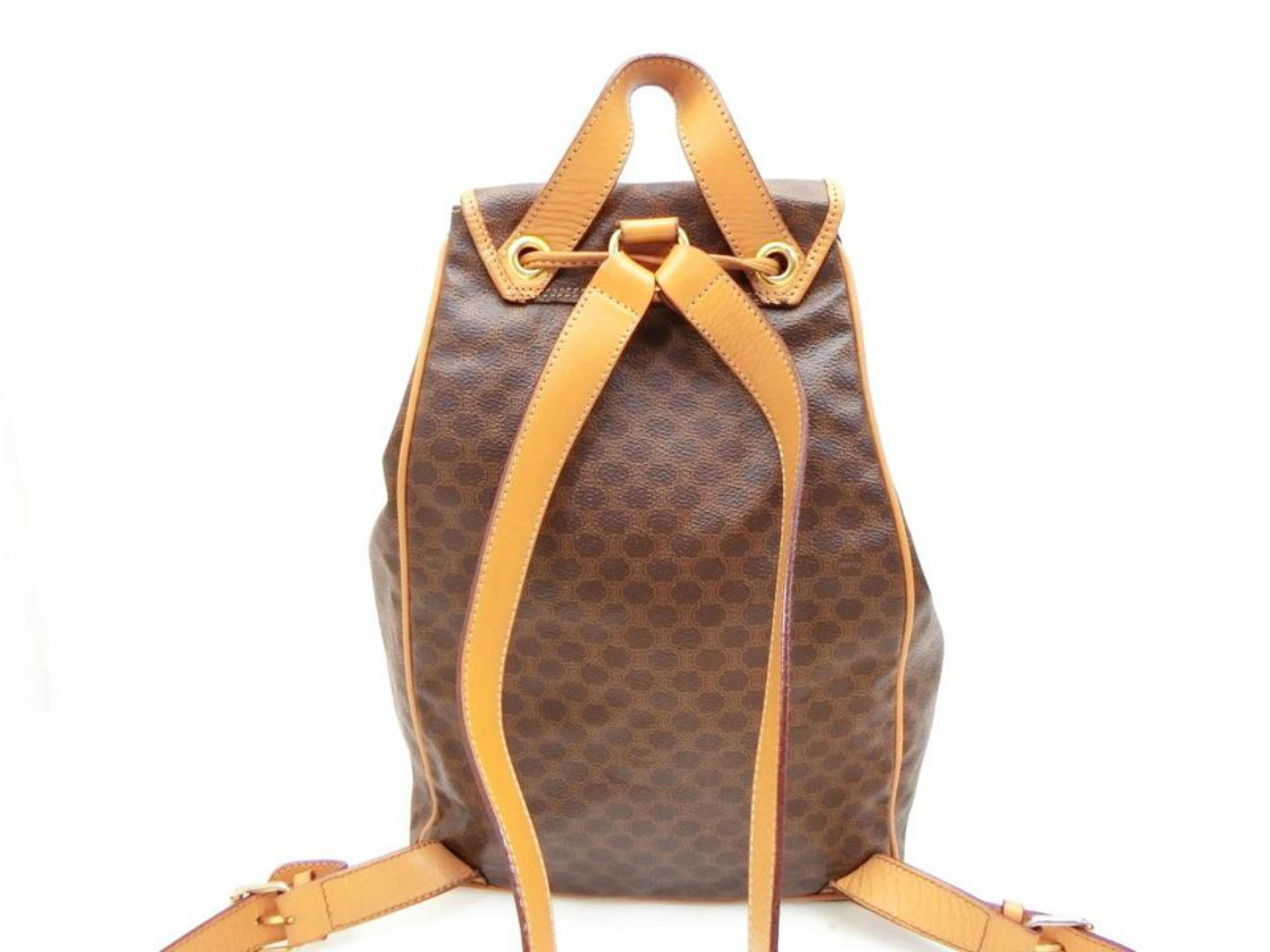 Céline Macadam Monogram 230597 Brown Coated Canvas Backpack For Sale 1