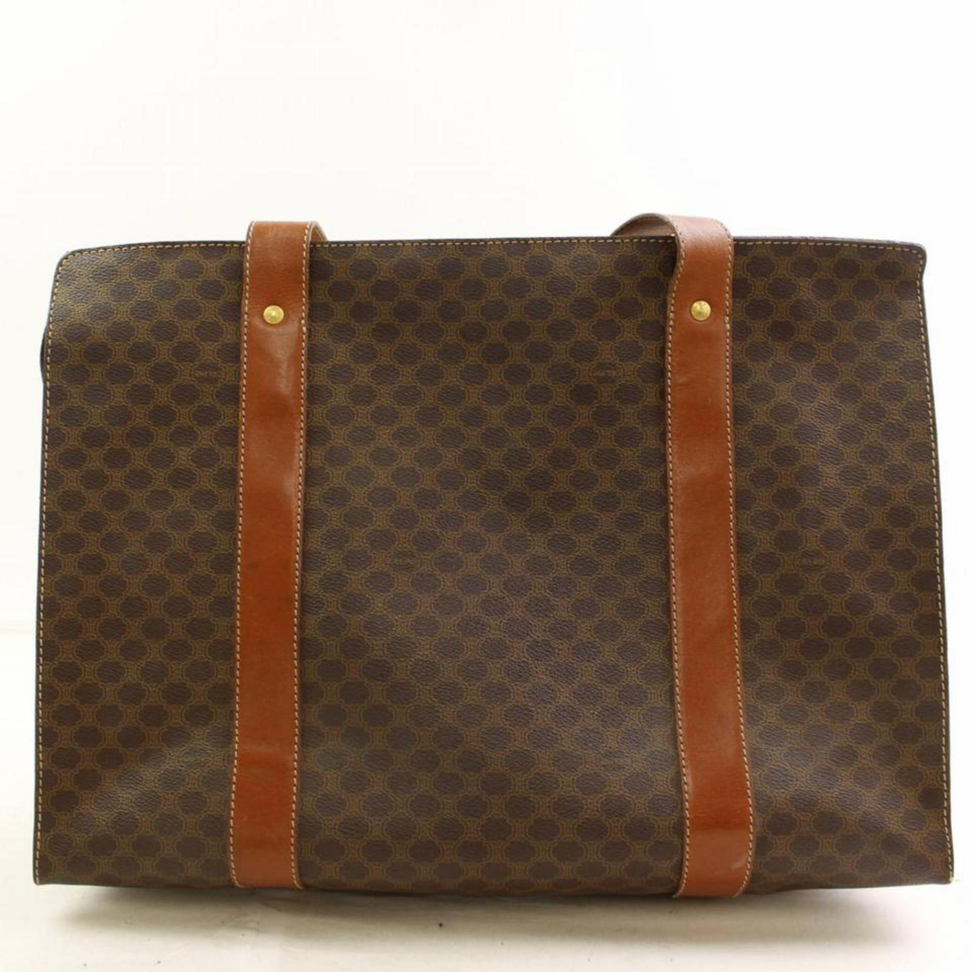 Céline Macadam Monogram 866497 Brown Coated Canvas Tote For Sale 1