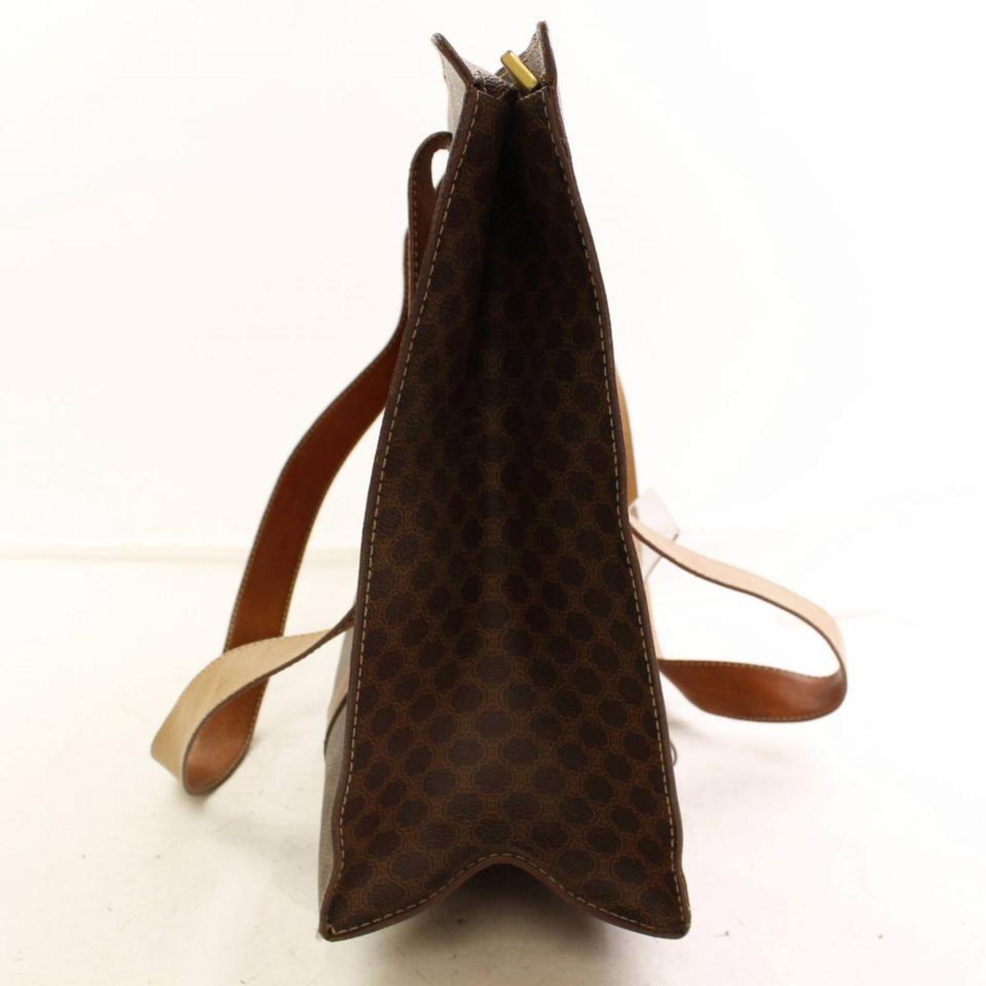 Céline Macadam Monogram 866497 Brown Coated Canvas Tote For Sale 3
