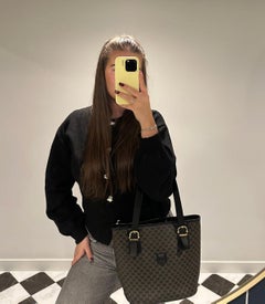 Celine Macadam Monogram Coated Canvas & Calfskin Leather Vintage Bucket Bag