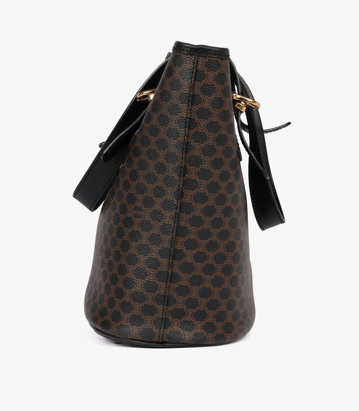 Bolso bandolera vintage Celine Macadam Monograma de lona revestida y piel de becerro en venta 1