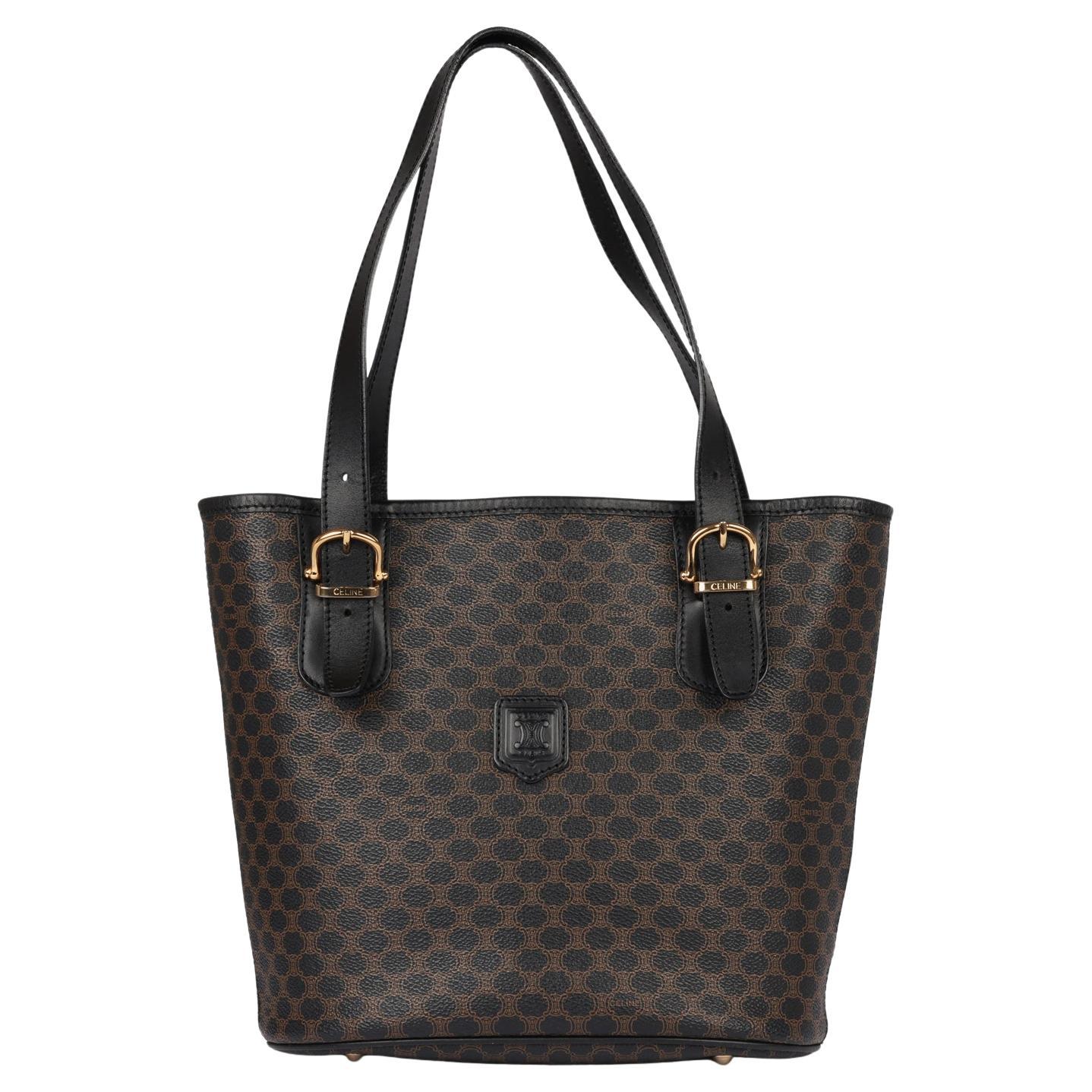 Bolso bandolera vintage Celine Macadam Monograma de lona revestida y piel de becerro