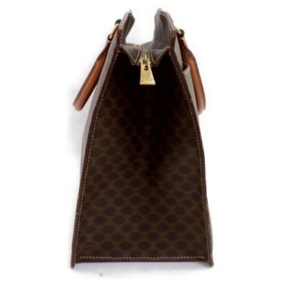 Céline Macadam Monogram Lunchbox Satchel 872902 Brown Coated Canvas Tote In Good Condition In Dix hills, NY