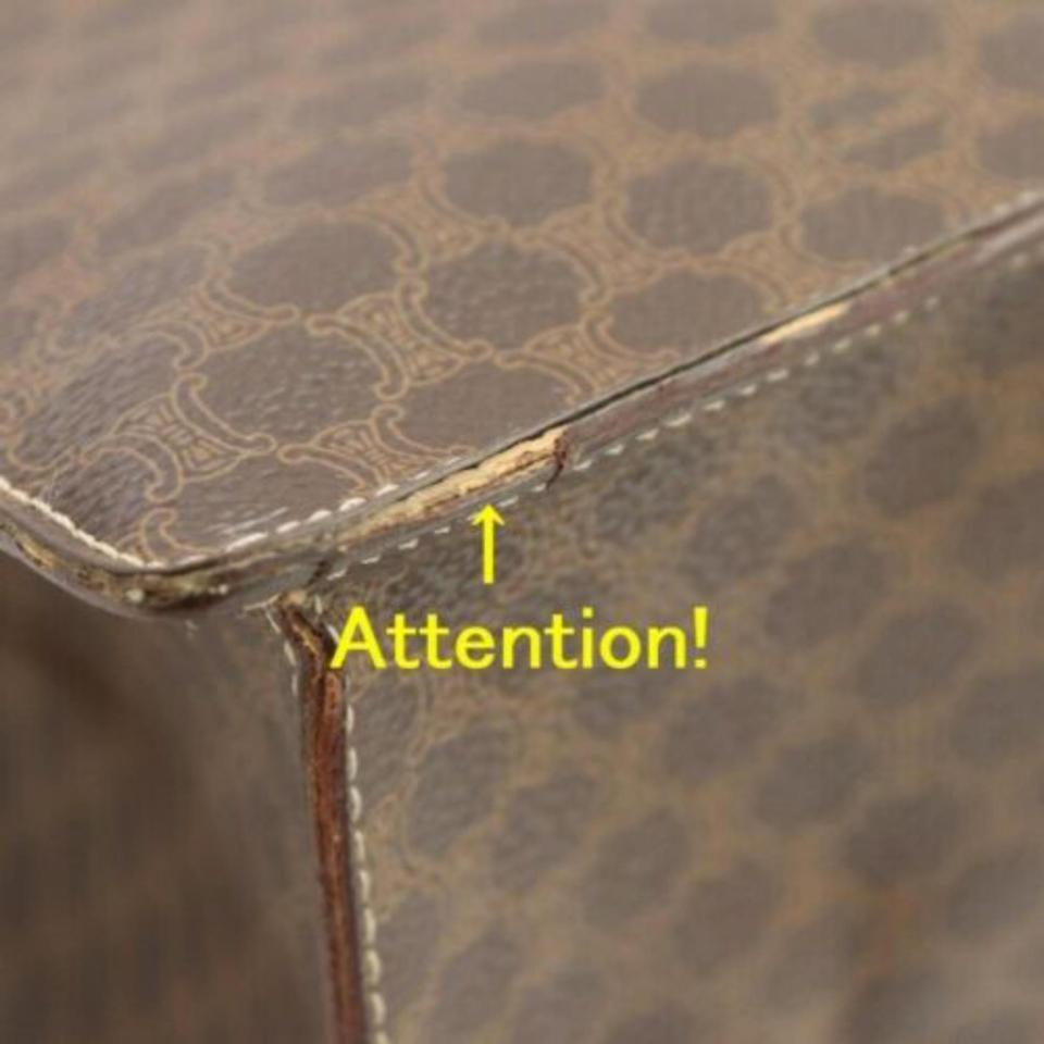 Women's Céline Macadam Monogram Lunchbox Satchel 872902 Brown Coated Canvas Tote