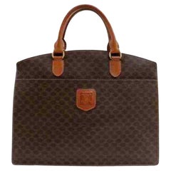 Sac à main Céline Macadam Monogram Lunchbox Satchel 872902 en toile enduite marron