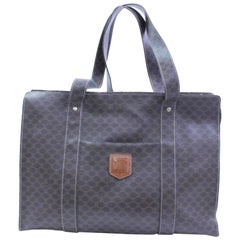 Vintage Céline Macadam Monogram Shopper 866754 Brown Coated Canvas Tote