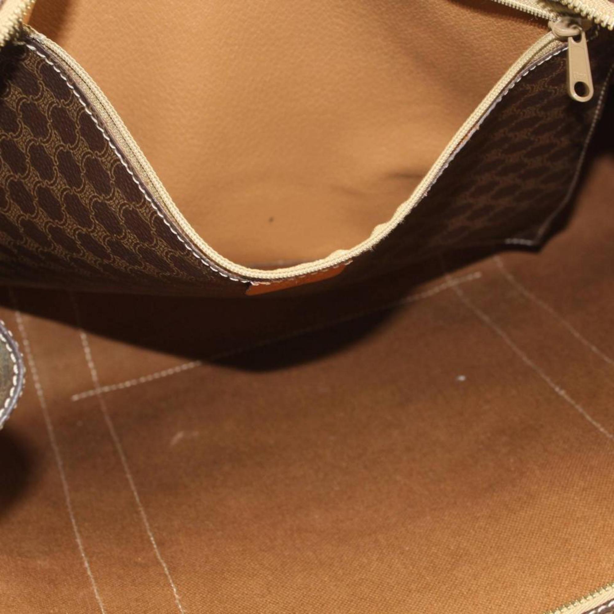 Céline Macadam Monogram Shopper Tote 866564 Brown Coated Canvas Shoulder Bag In Good Condition For Sale In Forest Hills, NY