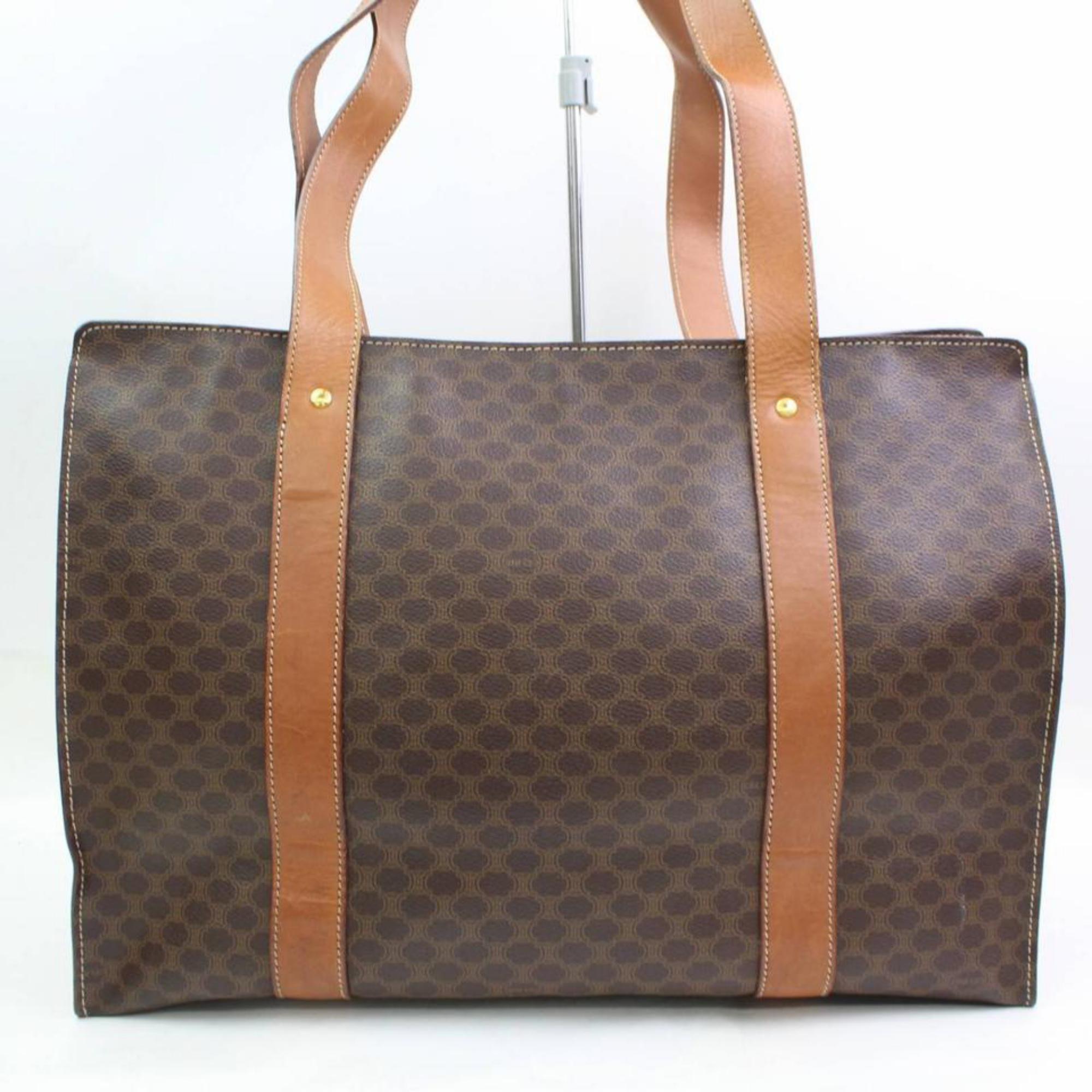 Céline Macadam Monogram Shopper Tote 866564 Brown Coated Canvas Shoulder Bag For Sale 1